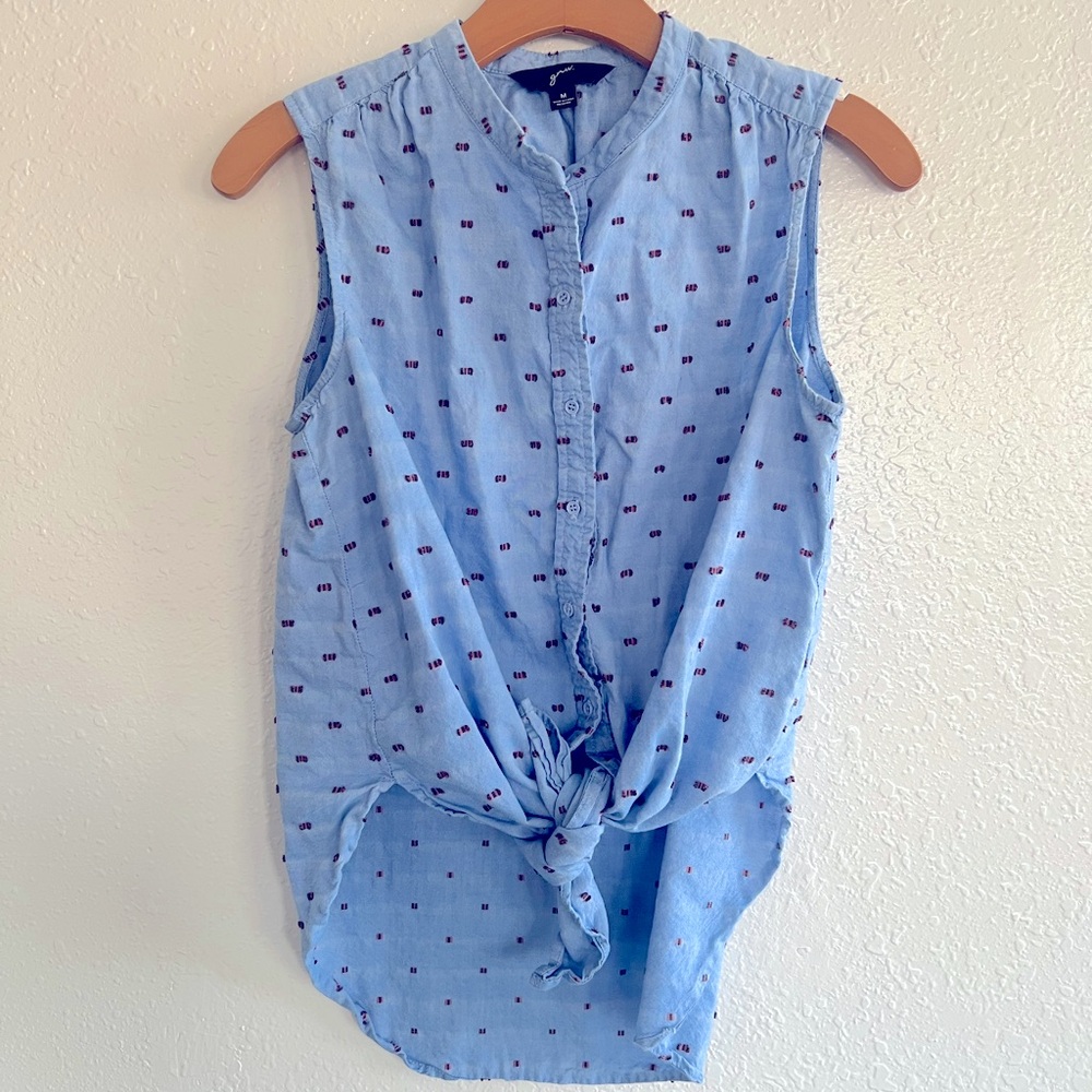Boho Button Up Tie Front Blouse Medium